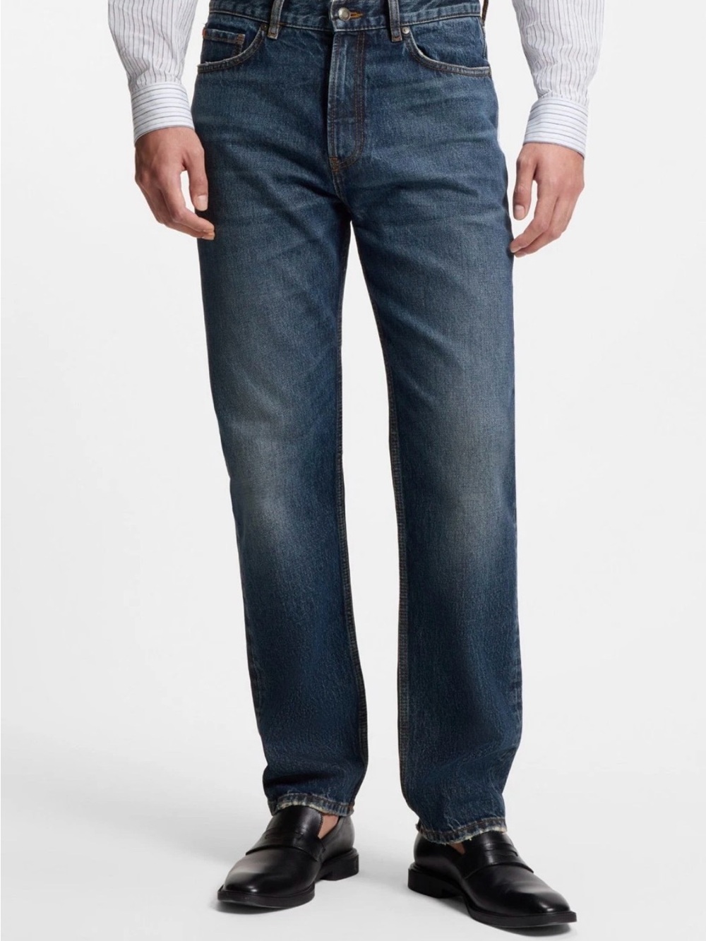 HUGO 634 Straight-Leg Jeans in Washed Blue Sz.34/32 New